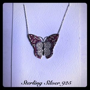 Sterling silver butterfly Evileye necklace